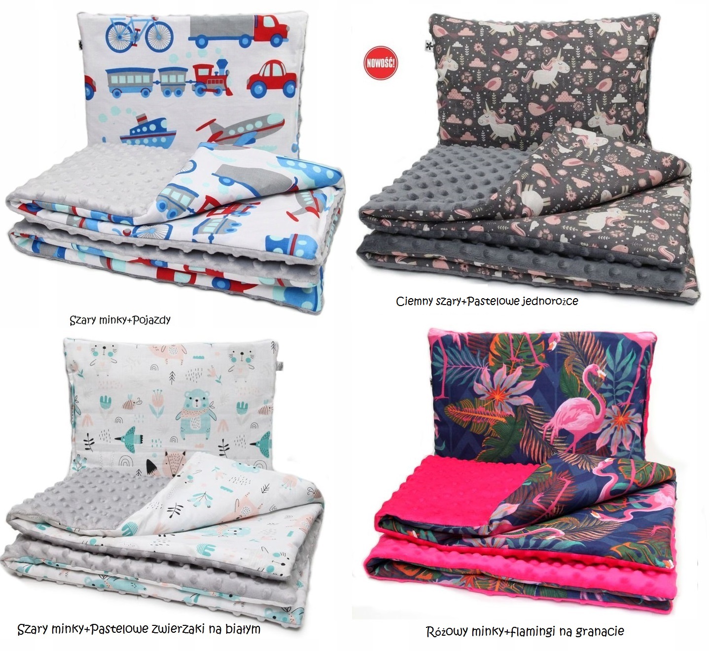 ZESTAW MINKY 2W1 KOCYK PODUSZKA DO WÓZKA NOSIDEŁKA KOŁYSKI GONDOLI Bohater brak