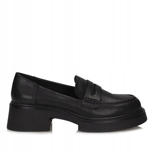 Černé mokasíny, dámské polobotky S.Barski JC42-61, kůže, velikost vel.