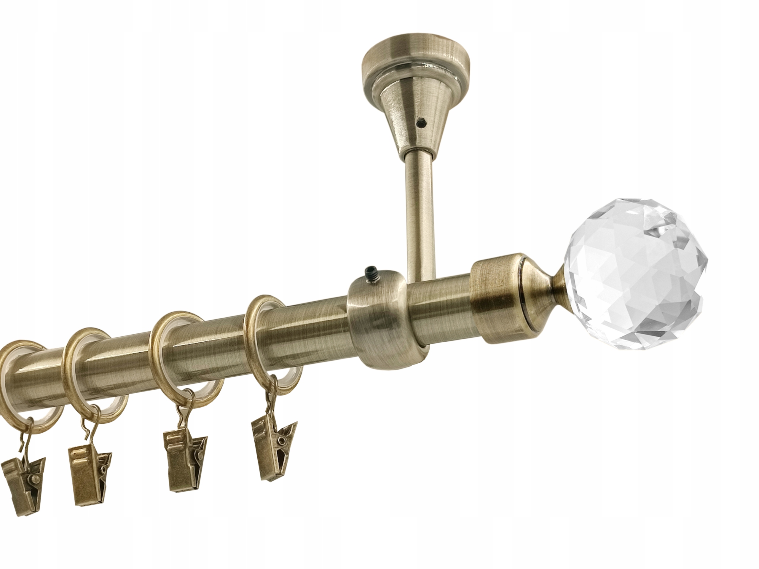 Jednoduchá garnýž kovový stropní mix koncovek zlato antik 19 mm 160 cm