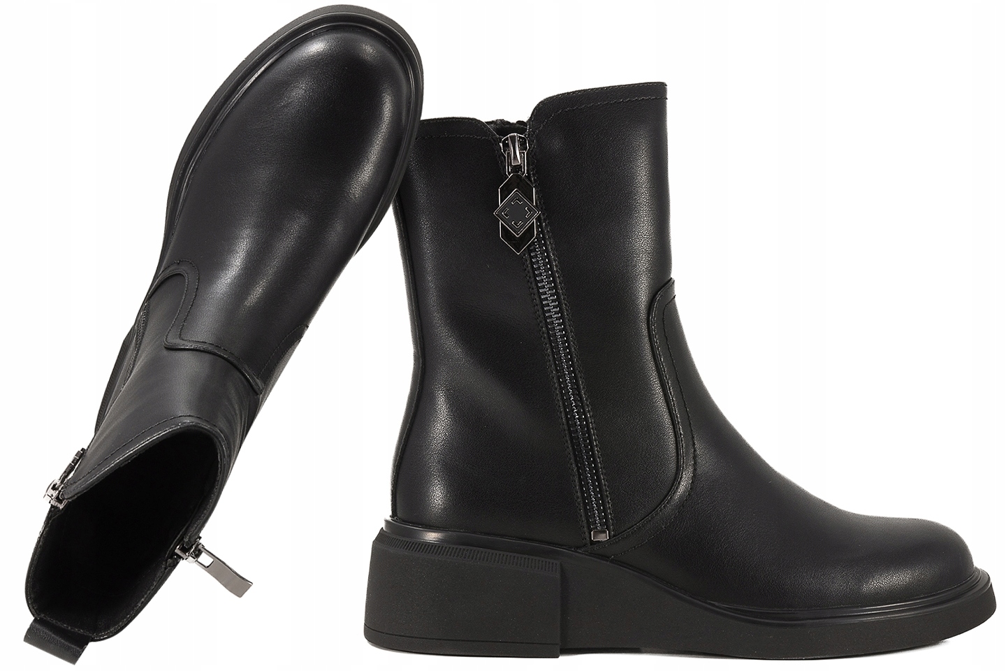 Jankowski JK/B-3-215 Kozačky Boty Kotníkové Boty Zimní Zateplené Kůže 39 Černá