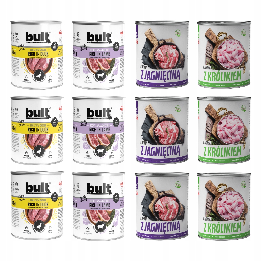 Levně Krmivo Pro Psa Vlhké Krmivo MIX Chutí Jehněčí Kachna Králík 12x800g