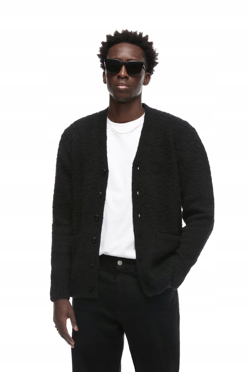 ZARA ORIGINS TEKSTUROWY KARDIGAN CZARNY S WIOSNA Rozmiar S