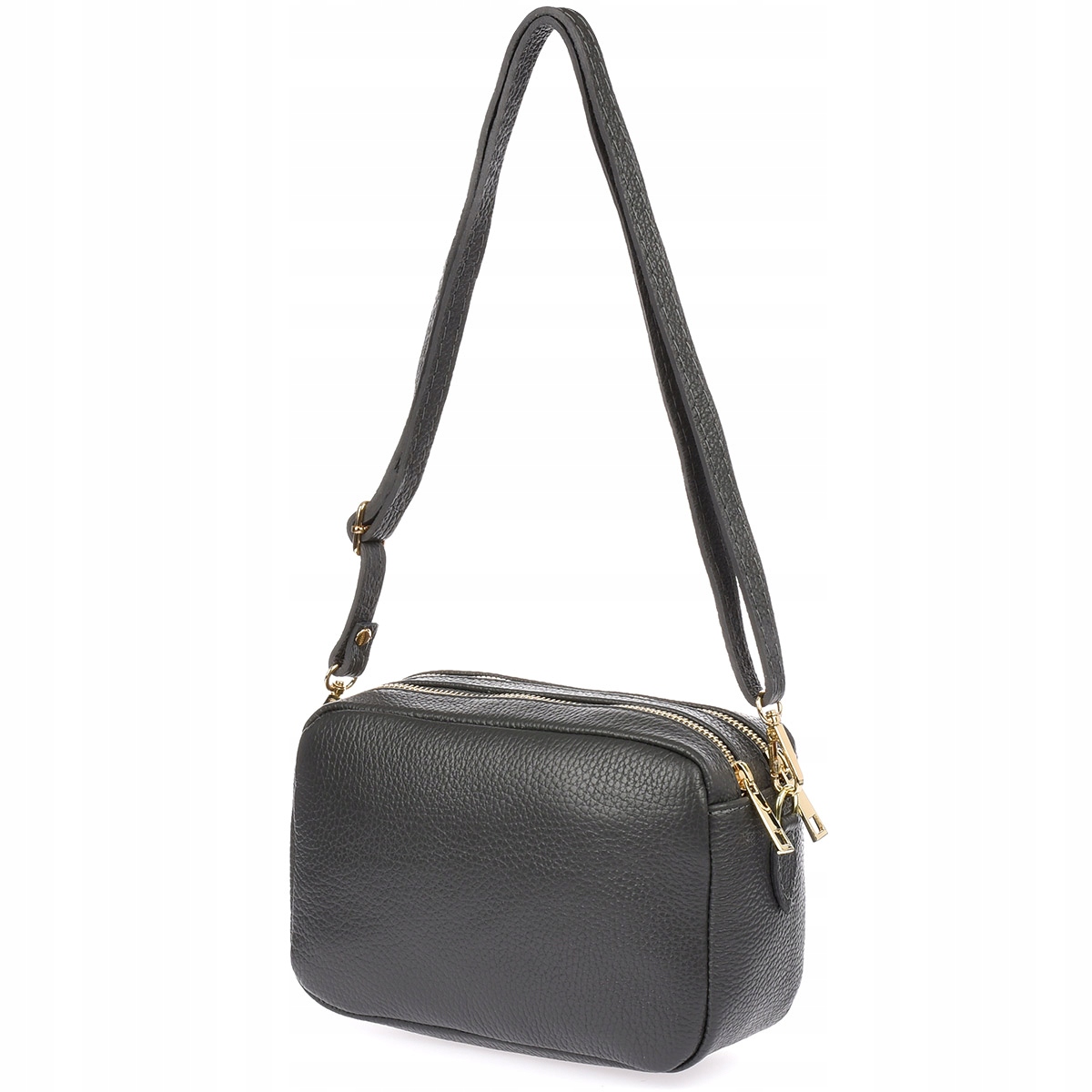 Kožená dámská kabelka přes rameno prostorná, zlatá, dvoukomorová Vera Pelle