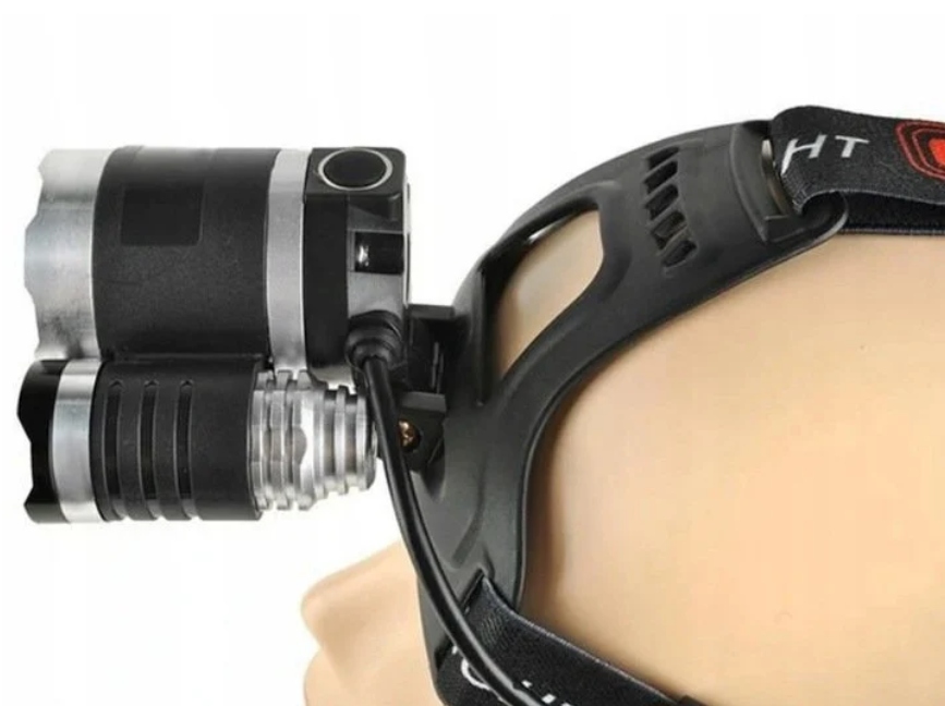 MOCNA LATARKA CZOŁOWA 3 x LED T6 CREE CZOŁÓWKA AKU Cechy dodatkowe wodoodporna wstrząsoodporna