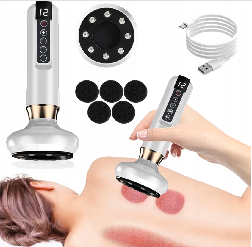 Masażer antycellulitowy z funkcją bańki chinskiej Humanas DermaSmooth biały