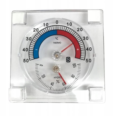 Termometr przyklejany na szybę kwadrat.+higrometr