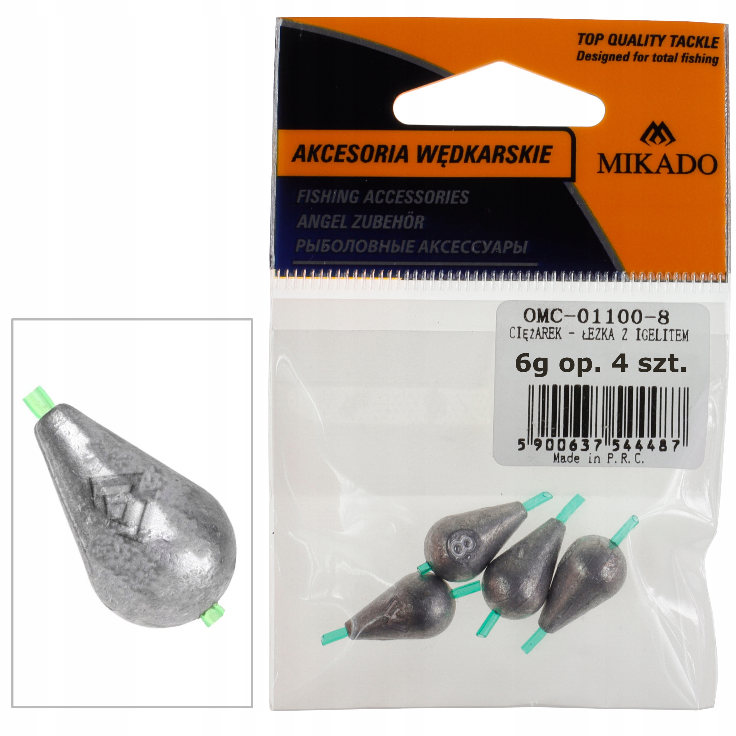 

Ciężarki łezki z igielitem 6 g oliwka ołów 4 szt