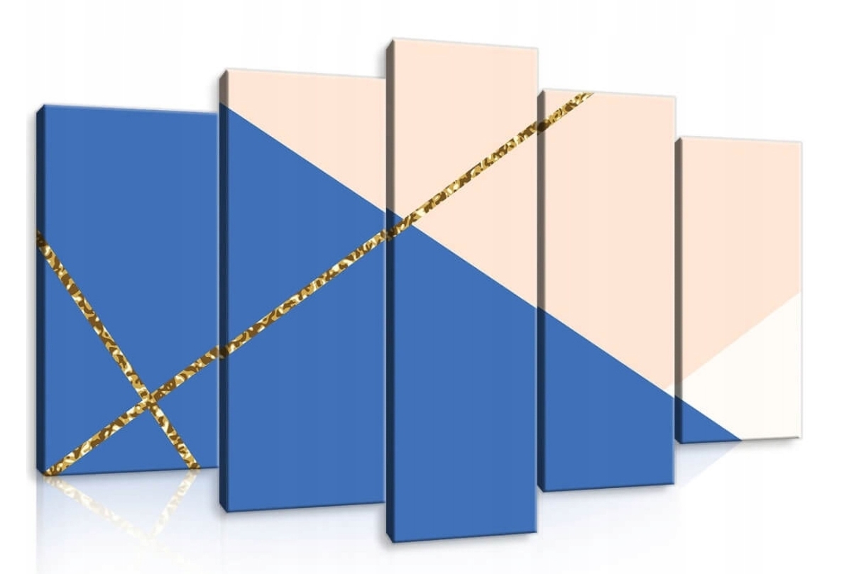 Obraz 100x60 Geometrická abstrakce modrá béžová zlato minimalismus styl