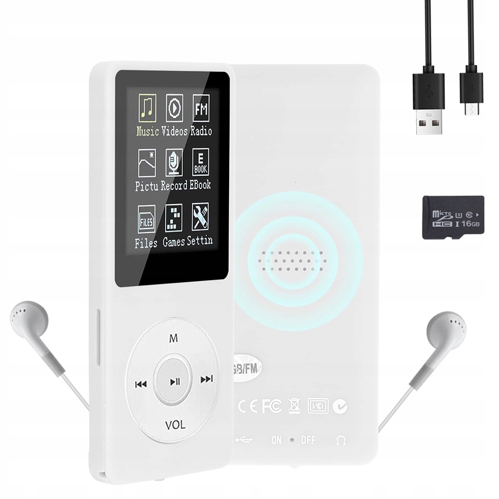 ODTWARZACZ MP4 MP3 BLUETOOTH 5.0 HiFi RADIO FM 16GB + SŁUCHAWKI