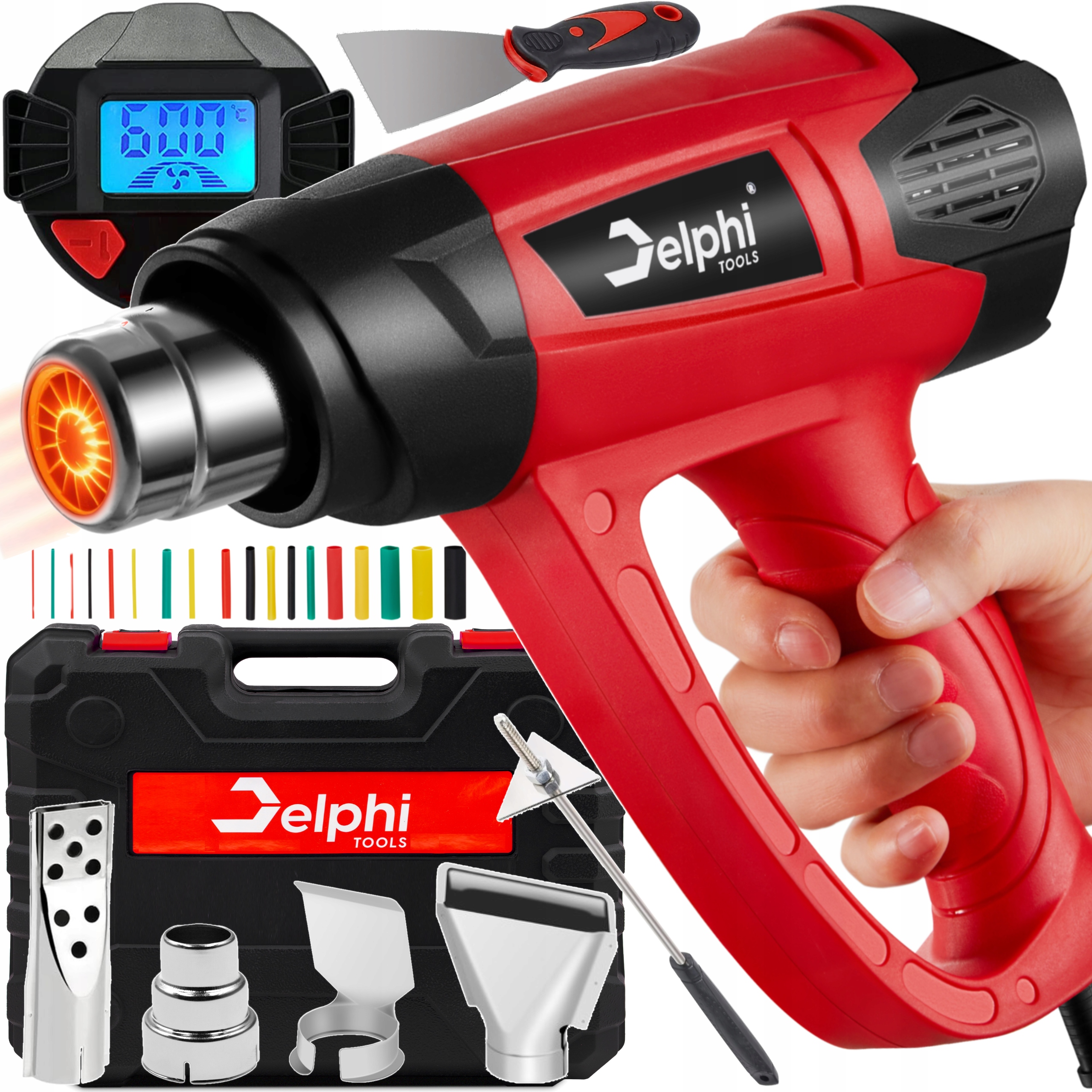 Horkovzdušná Pistole 2 Rychlostní Stupně Silná Regulace Max 600 °C 4 Trysky Stěrky