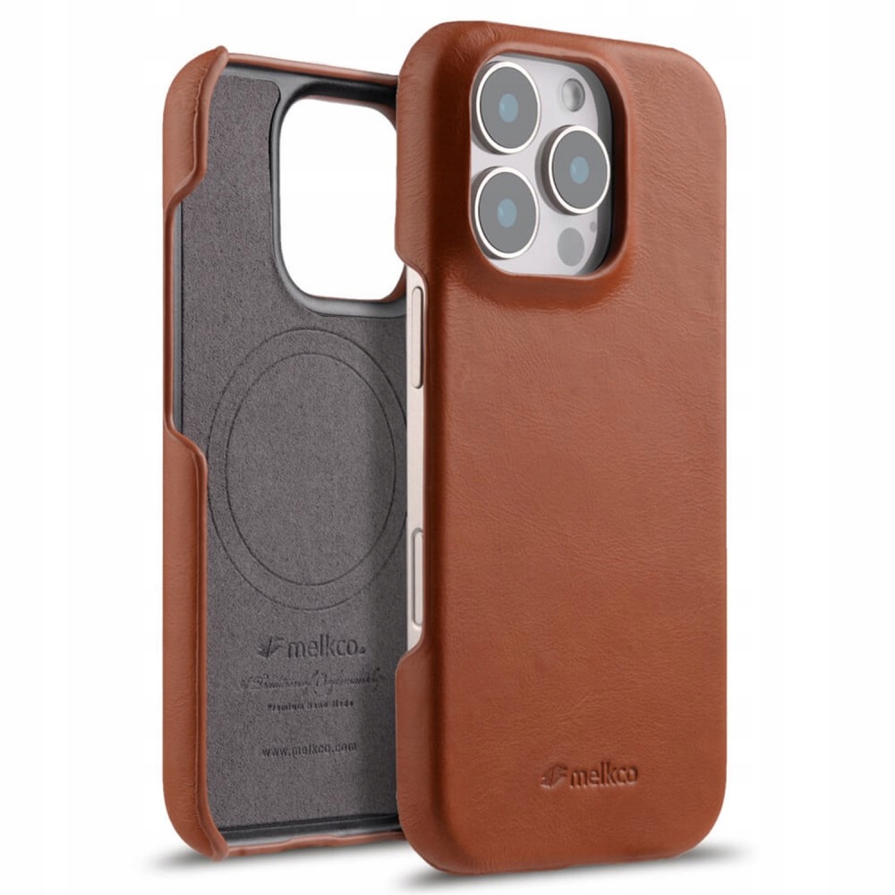 Kožené Pouzdro Melkco Leather Case pro iPhone 16 Pro, Kryt, Zadní Kryt hnědá