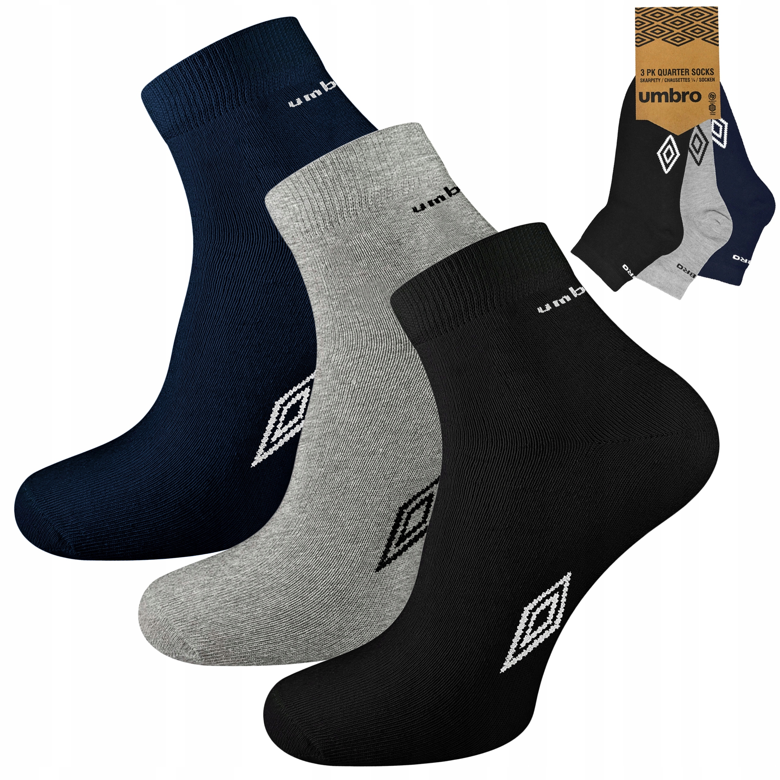 Umbro Quarter ponožky bavlněné sportovní Kotníkové 3-BALENÍ 43-46
