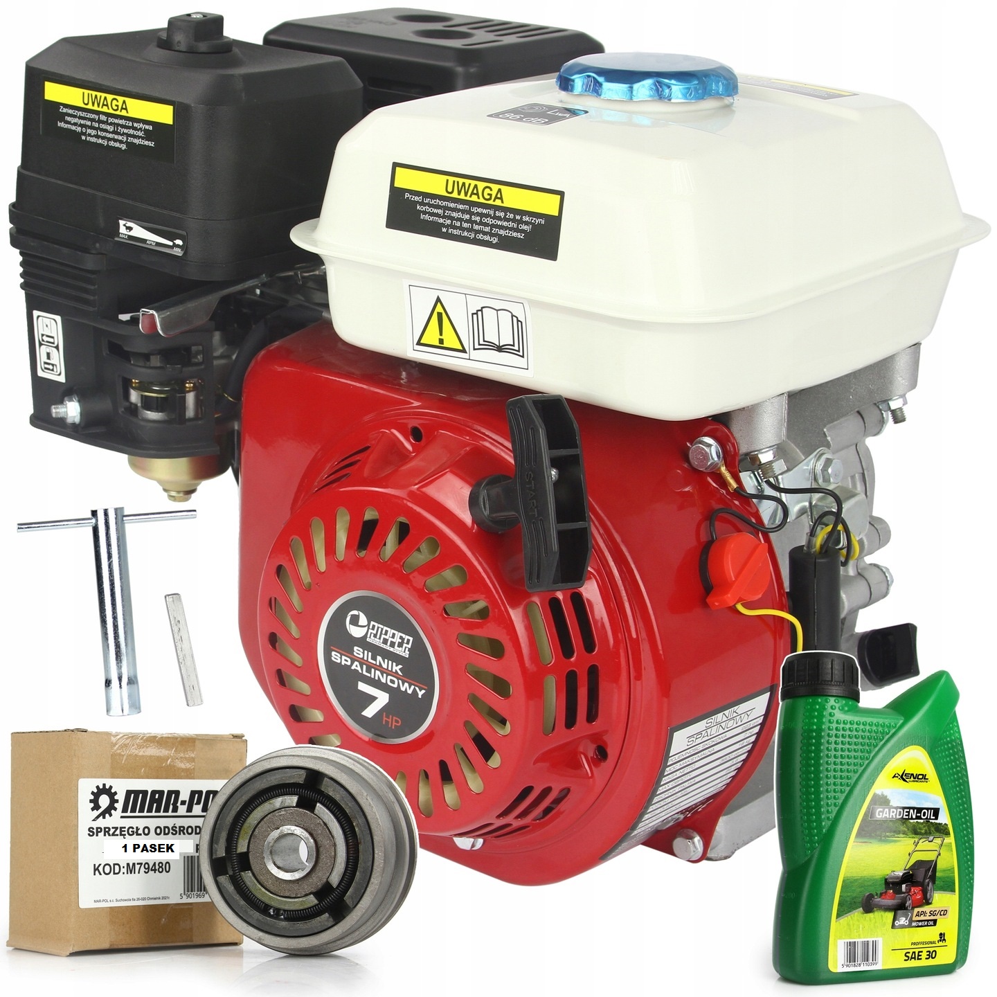 SILNIK SPALINOWY GX160 7KM 20MM + OLEJ + SPRZĘGŁO