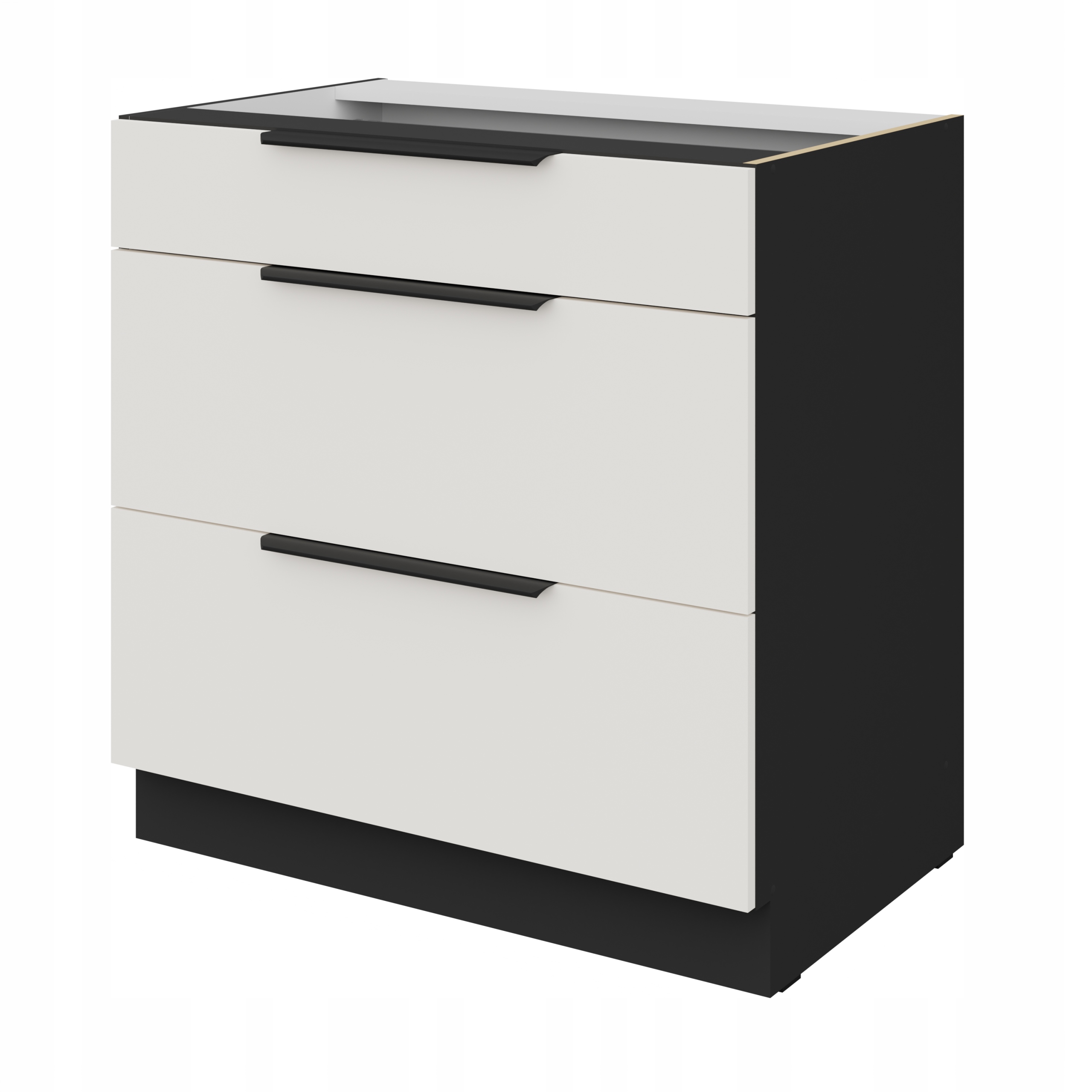 Kuchyňská skříňka stojící s zásuvkami, spodní kuchyňská skříňka 80 cm, bílá matná