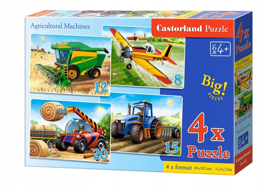 

Puzzle 4W1 Maszyny Rolnicze Wieś Traktor 4+ Castor