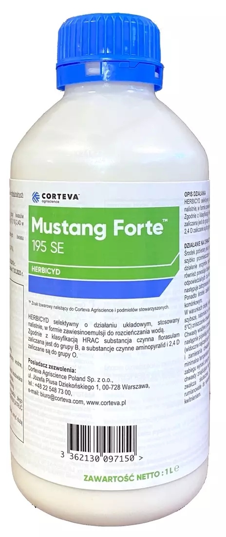 Mustang Forte 195 Se 1L Corteva komosa, przytulia, chaber, chwasty zboża