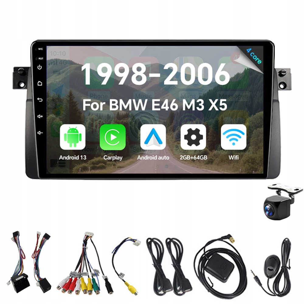 2Din Android 13 autorádio pro Bmw E46 M3 X5 1998-2006 2G 64G Carplay Gps