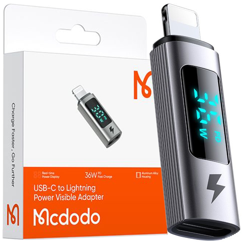 Adapter McDodo USB-C-Lightning 36 W szary
