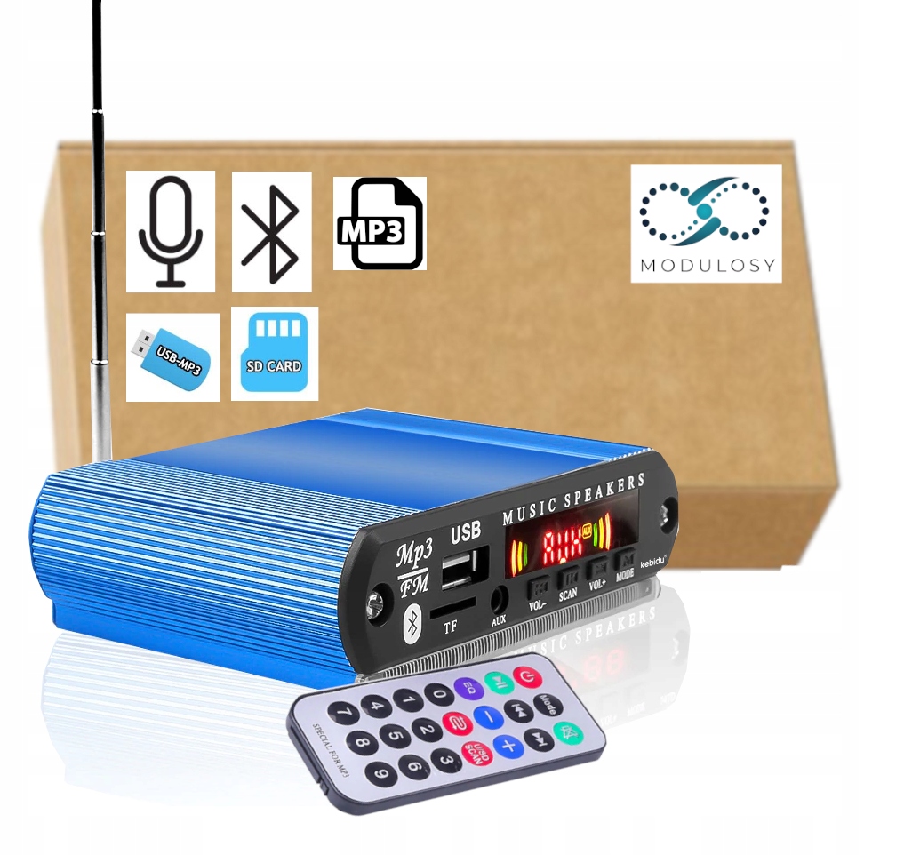 

Odtwarzacz MP3 Bluetooth Usb 12V Wzmacniacz 2x15W