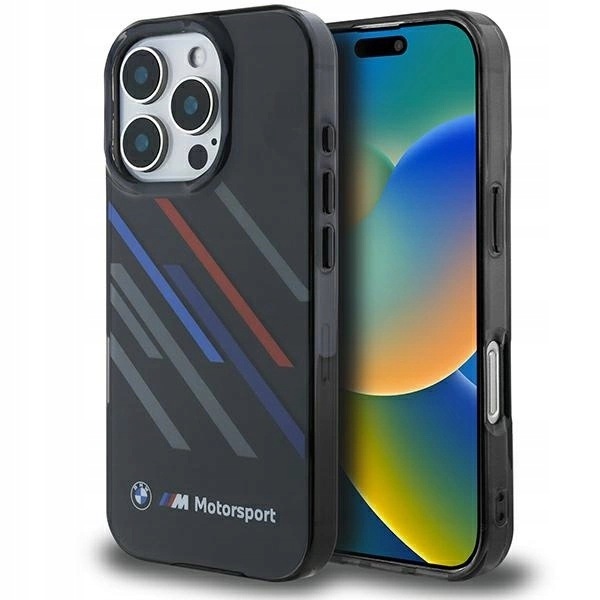 Etui Bmw Motosport IML Random Stripes na iPhone 16 Pro czarne