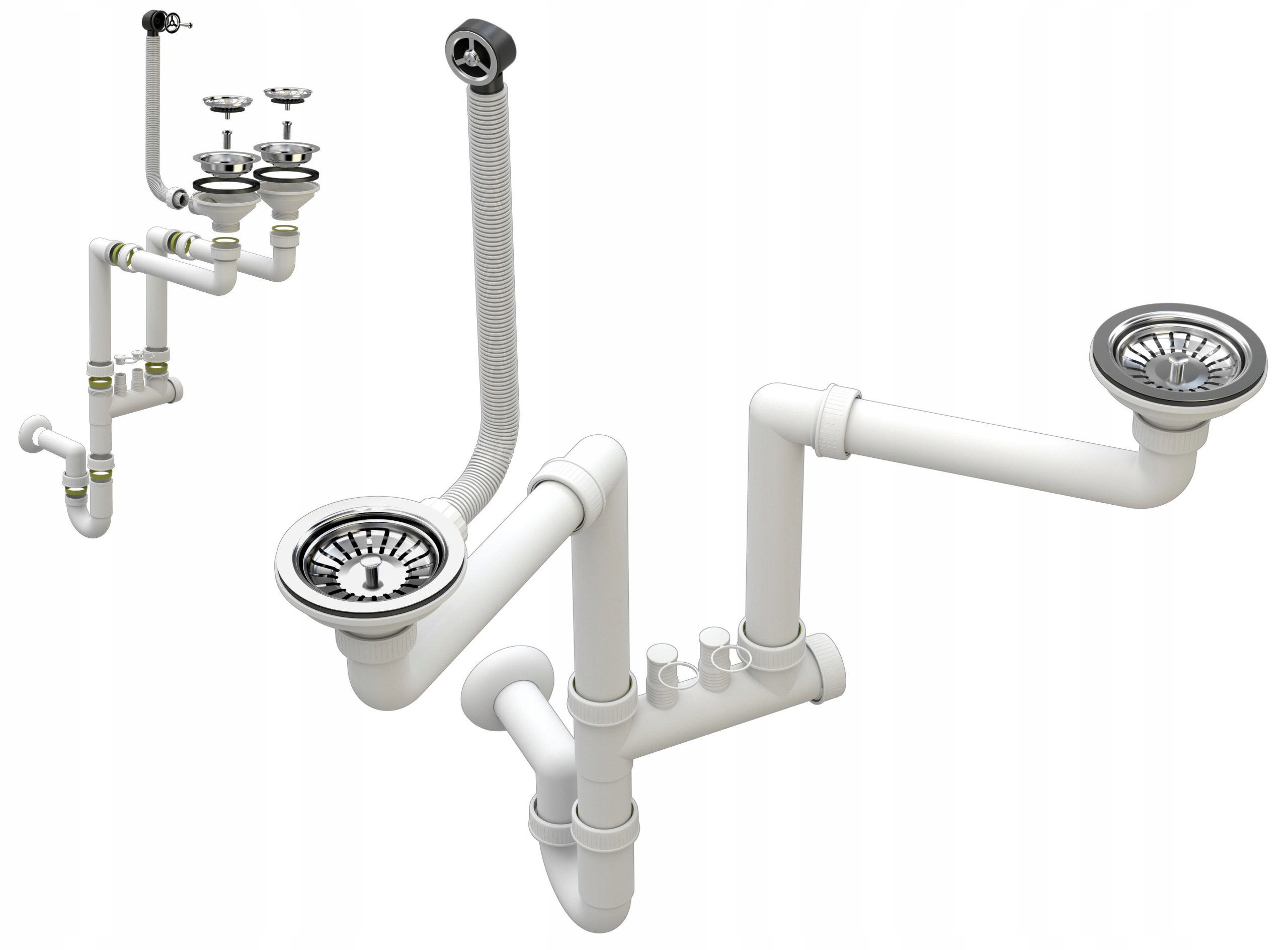 

Syfon Manualny 2 Komory Do Zlewozmywak Granitowy