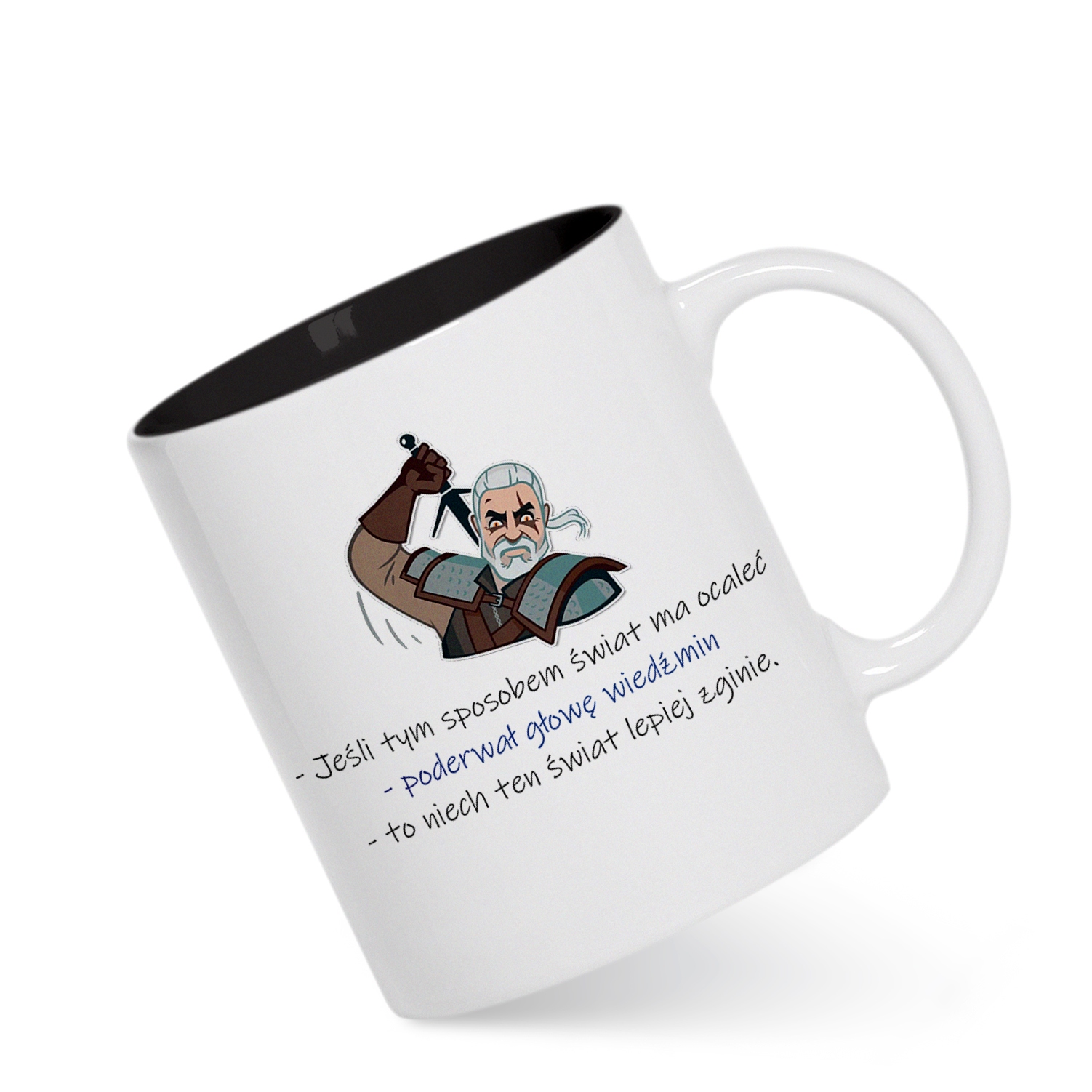 

Kubek Wnętrze Czarne Śmieszne Cytaty z Wiedźmina