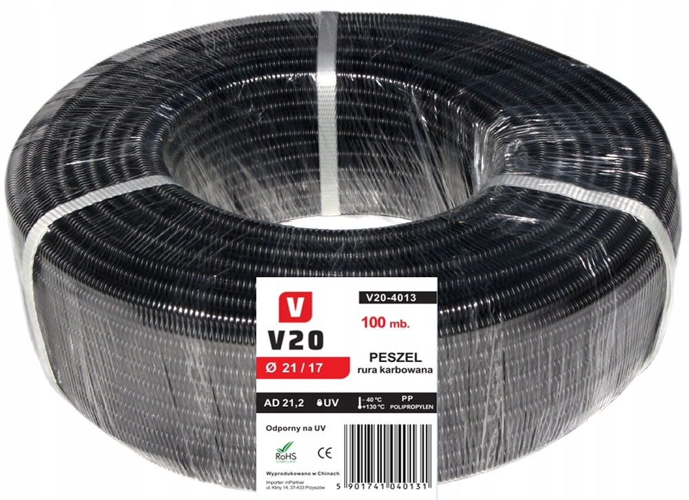 Elektroinstalační Trubka Automobilový V20 Trubka Zvlněná 21/17 mm 100 m