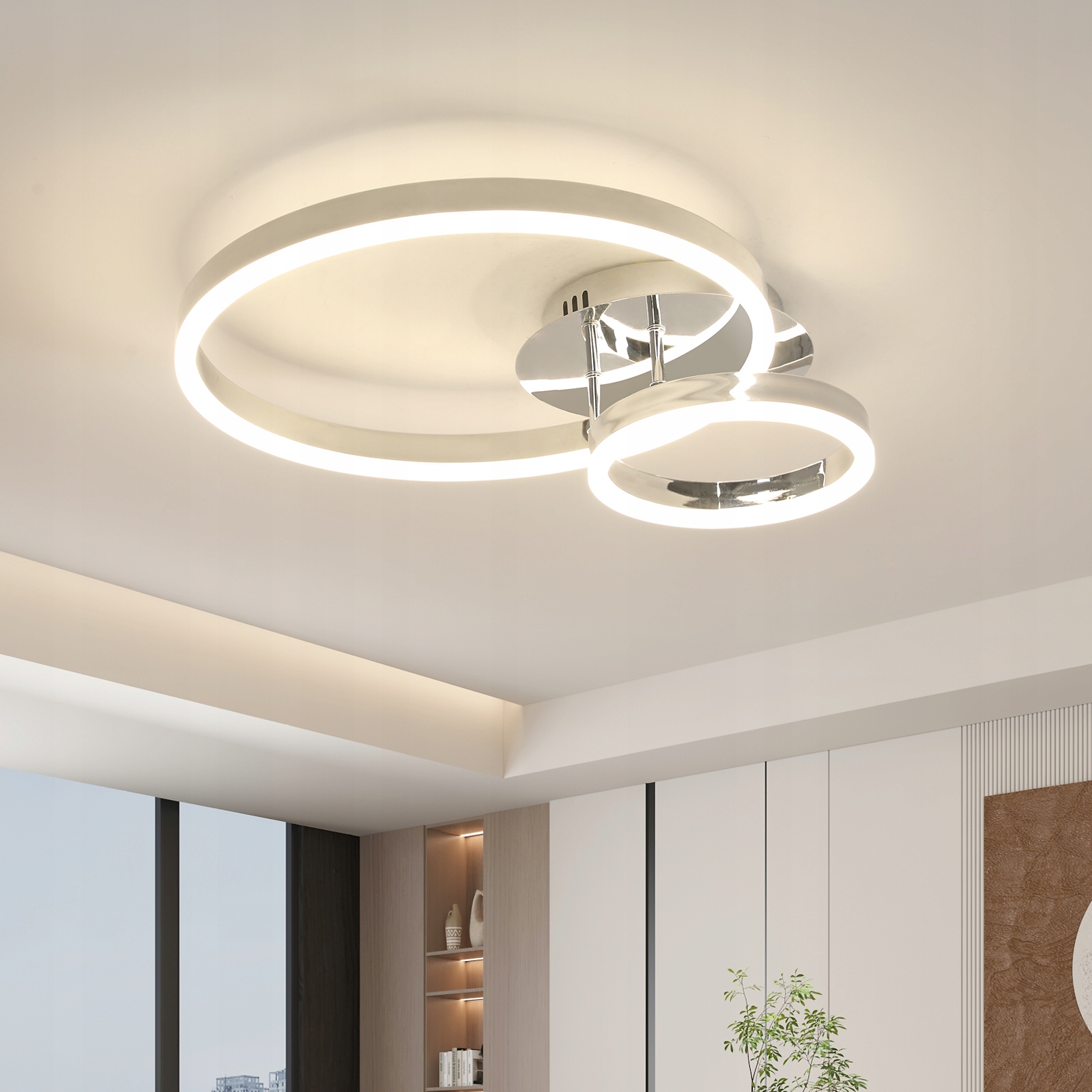 Led Stropní Svítidlo Plafon Chrom Lustr Kruh Moderní do Obýváku 42W 4500K