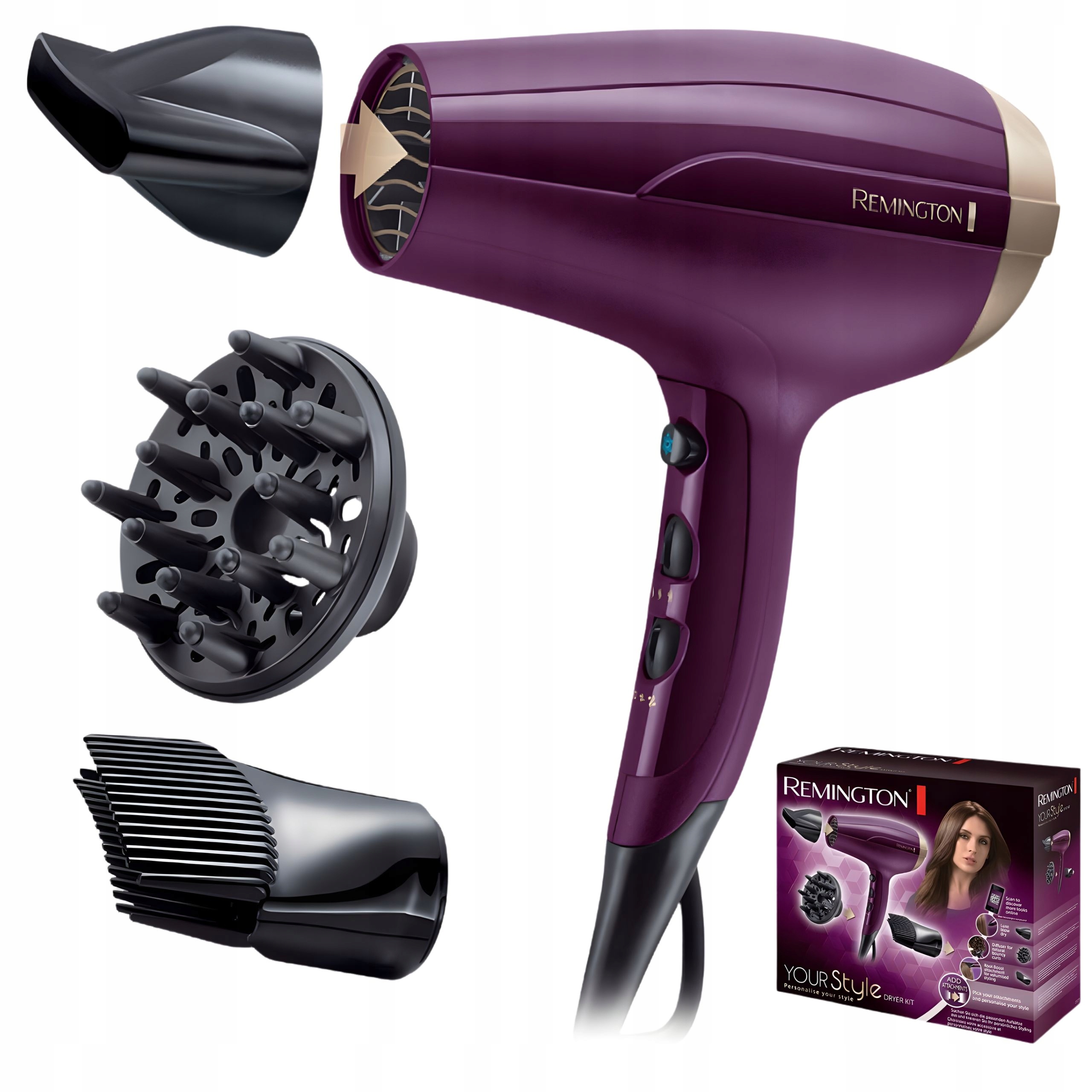 Remington Suszarka 3w1 – jonizacja, 3 końcówki, zimny nawiew ,2300W