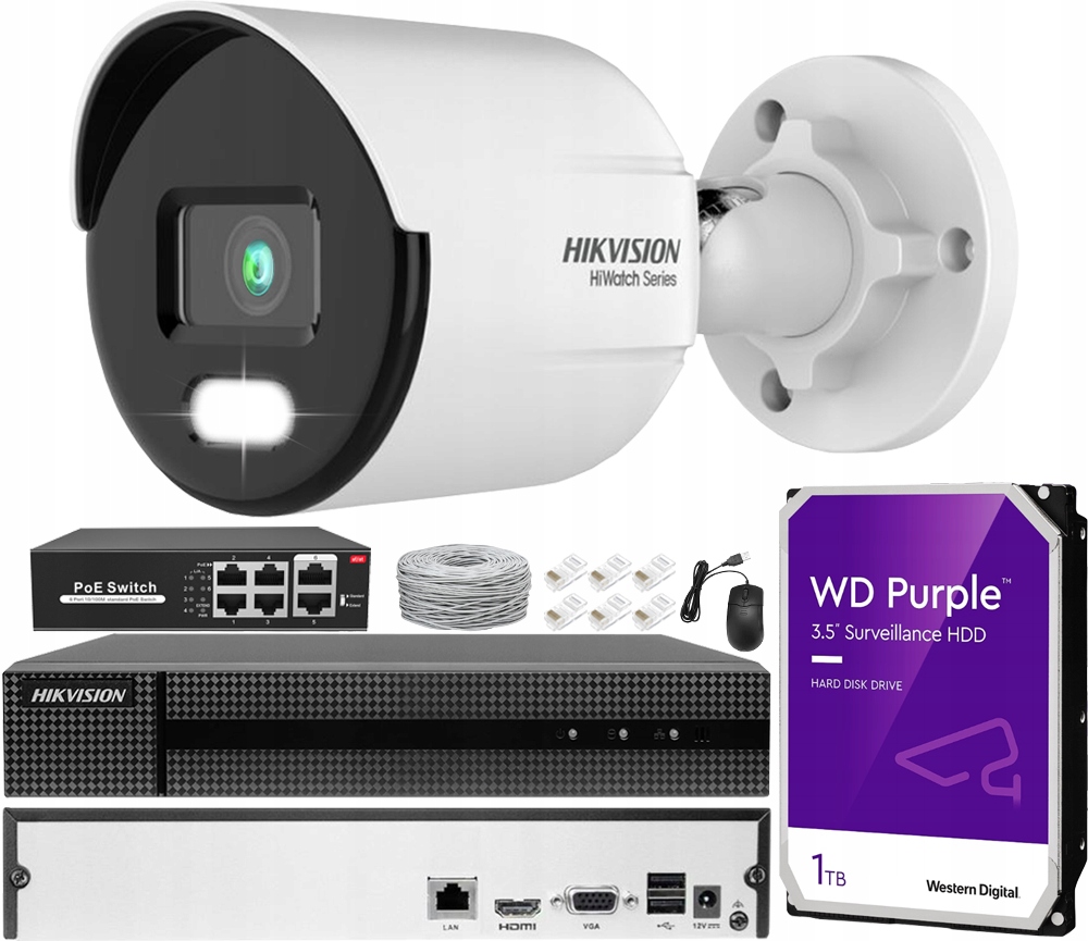 Monitorovanie do domu Sada tubusovej kamery 4Mpx Noc Farba Nahrávač Disk 1TB