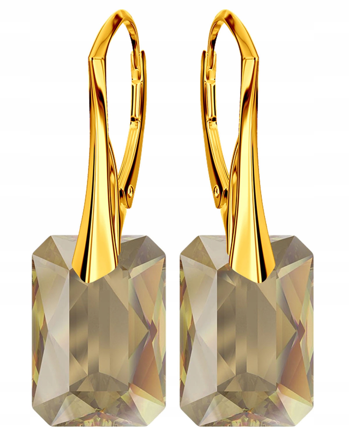 Zlaté Náušnice Závěsné Krystaly Stříbro Pozlacené jako Dárek pro maminku