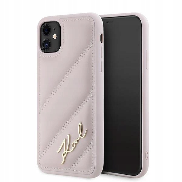 Pouzdro pouzdra Karl Lagerfeld Diagonal Quilted Script pro iPhone 11 Xr růžové