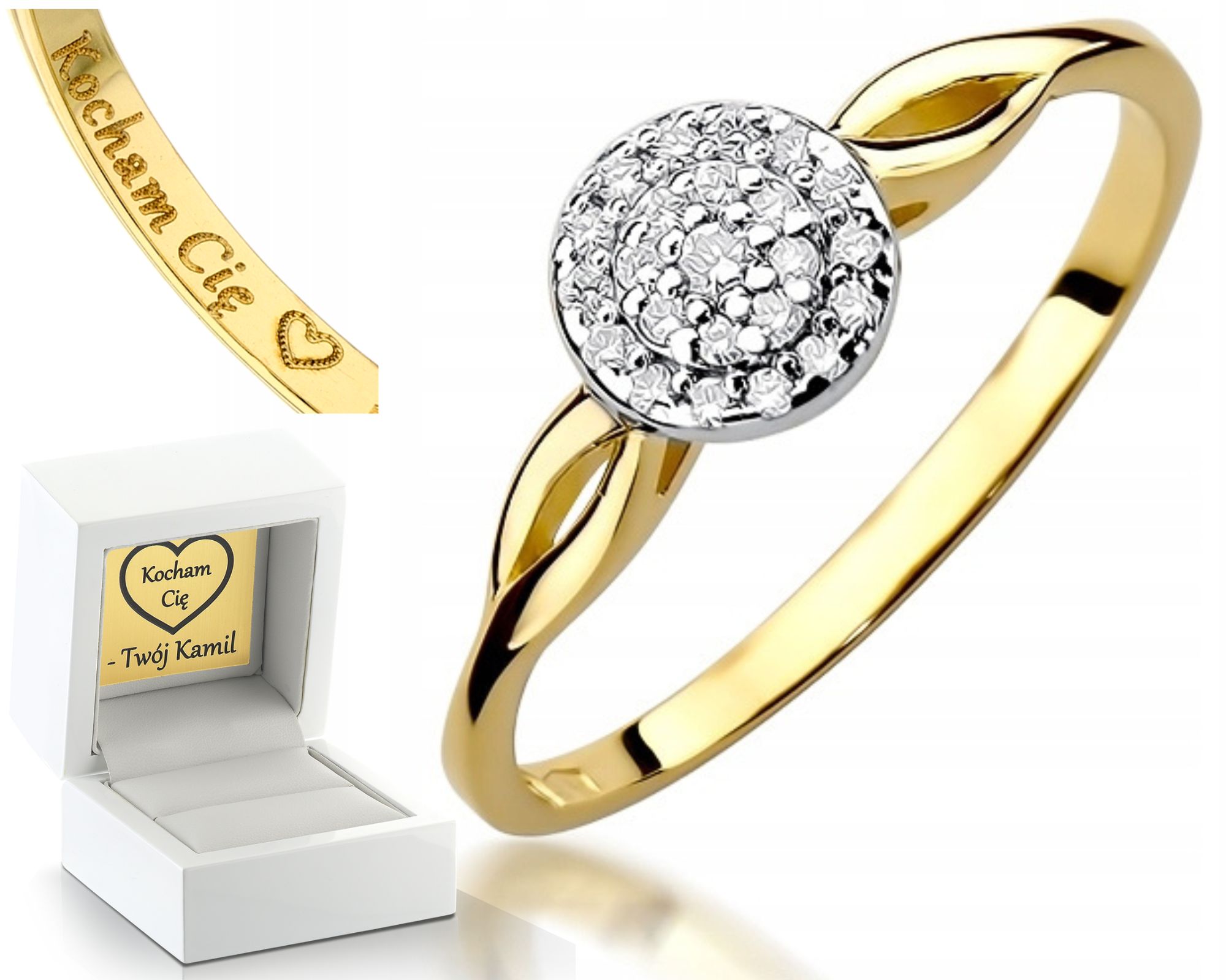 Zlatý Prstýnek S Brilianty Gravírování Bonus 585 Zlato Jako Dárek