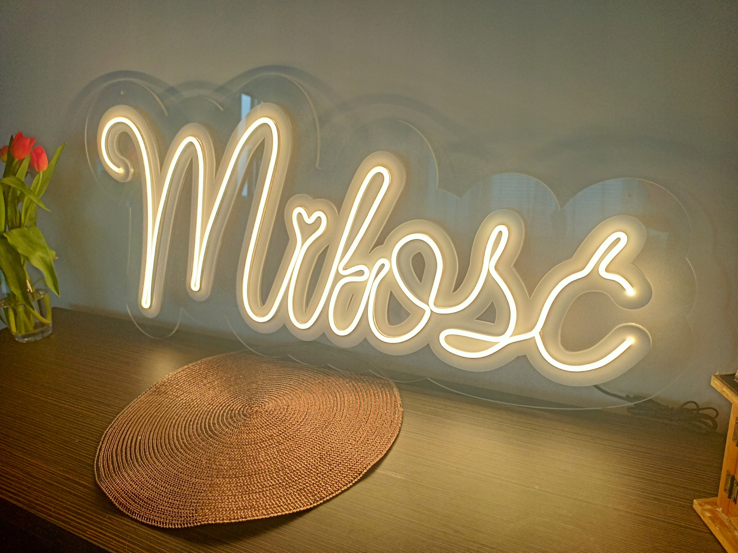 DUŻY napis Neonowy Neon RAZEM LEPIEJ 99 cm ślub Kolor dominujący biały