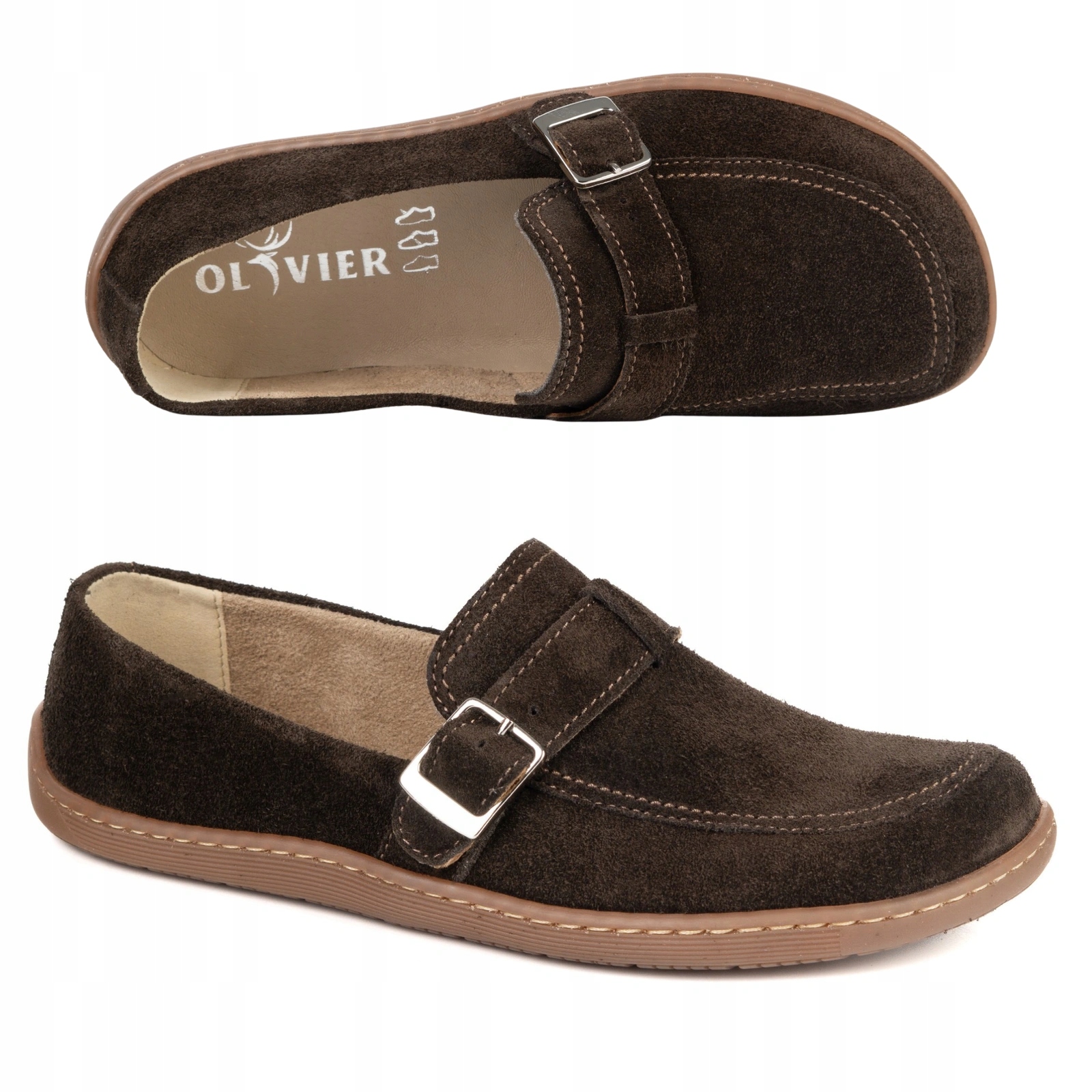 Dámské kožené barefoot mokasíny Anna hnědé velurové 39