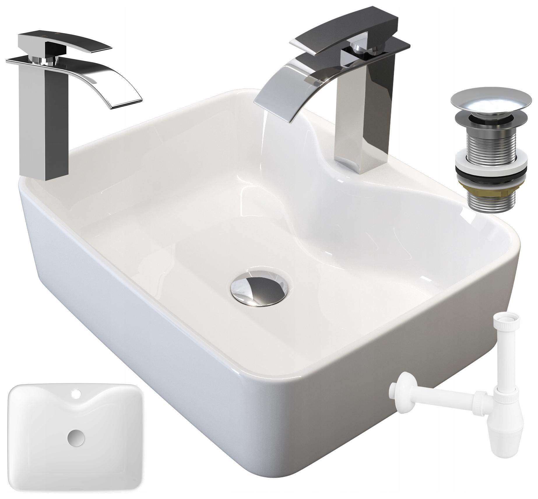 Umývadlo Na Dosku Biele Keramické Batéria Odtok Klik Klak Kúpeľňa Avola