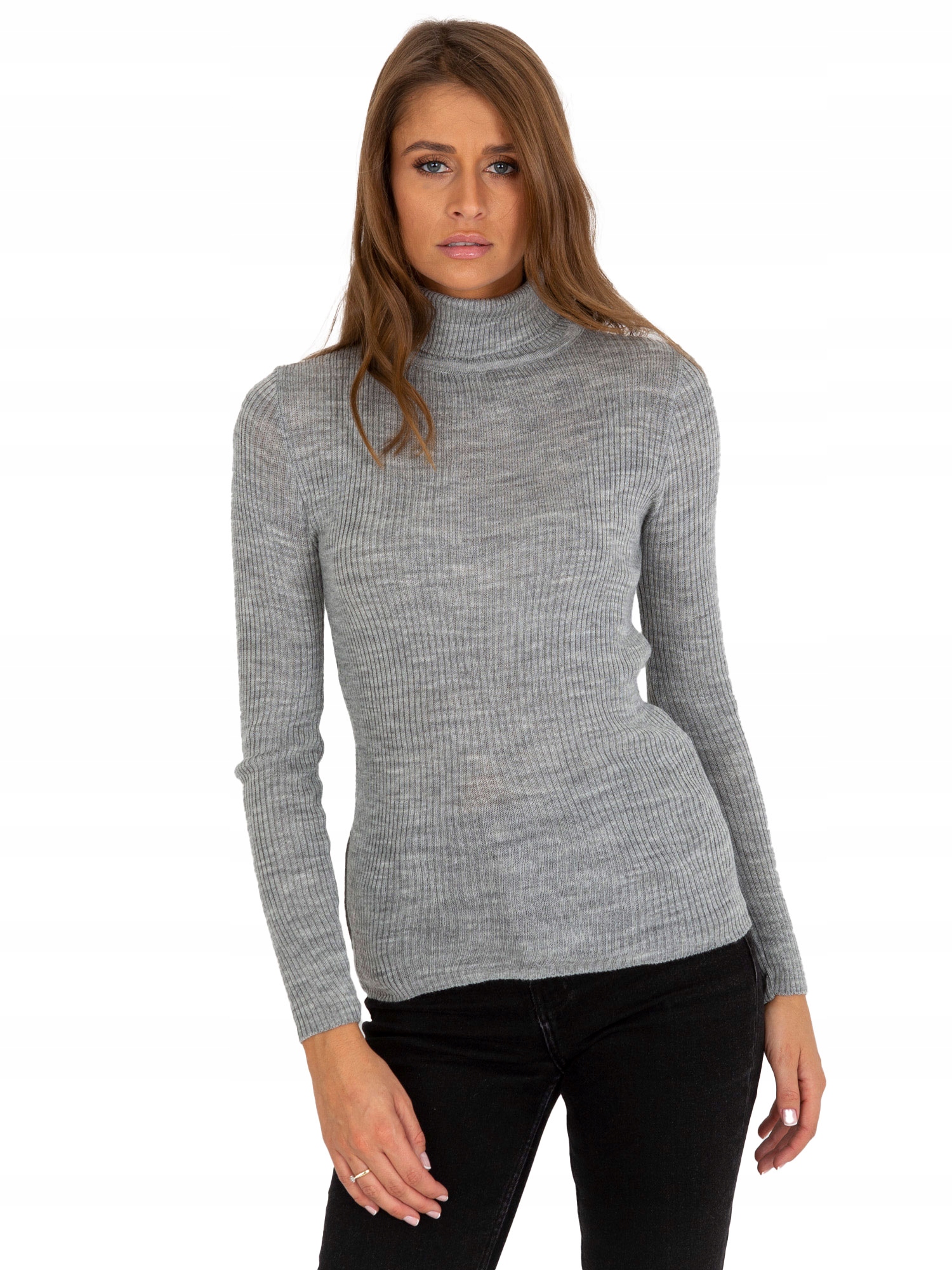 

Dopasowany Sweter kobiecy Golf gładki