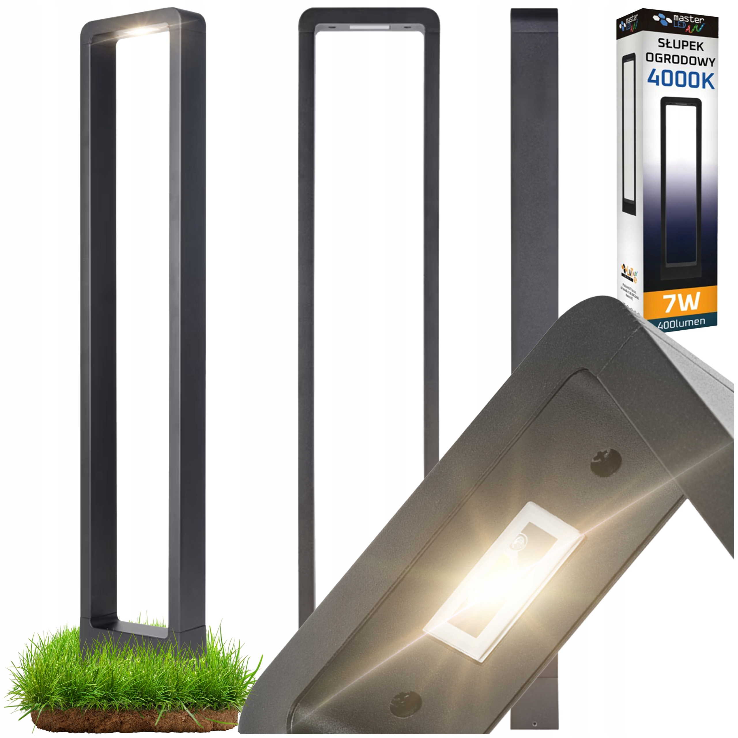 Lampa ogrodowa na zewnątrz podjazd ogród wysoka 80cm mocna antracyt IP54