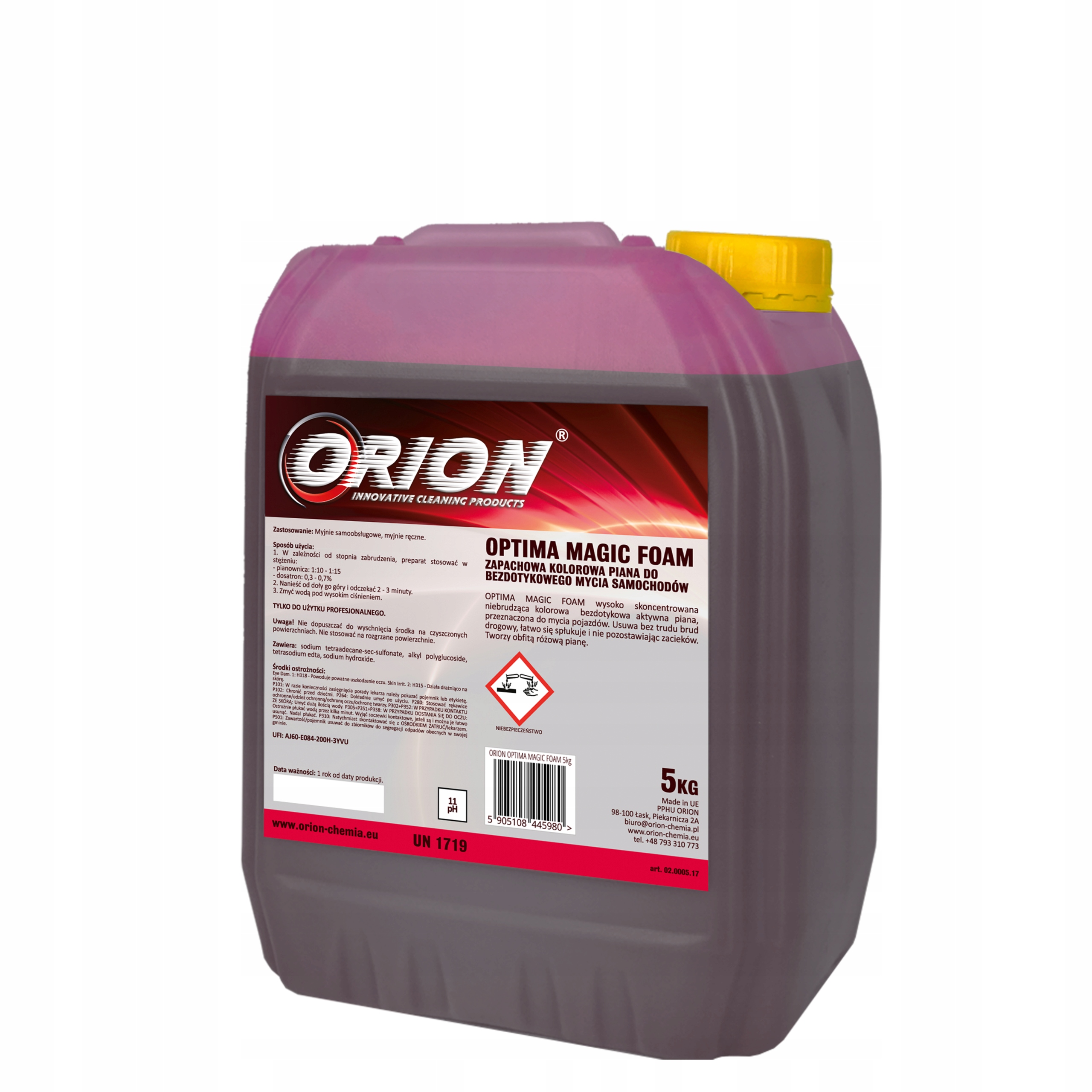 Myjąca zasadowa różowa piana aktywna OPTIMA MAGIC FOAM do myjni PH12