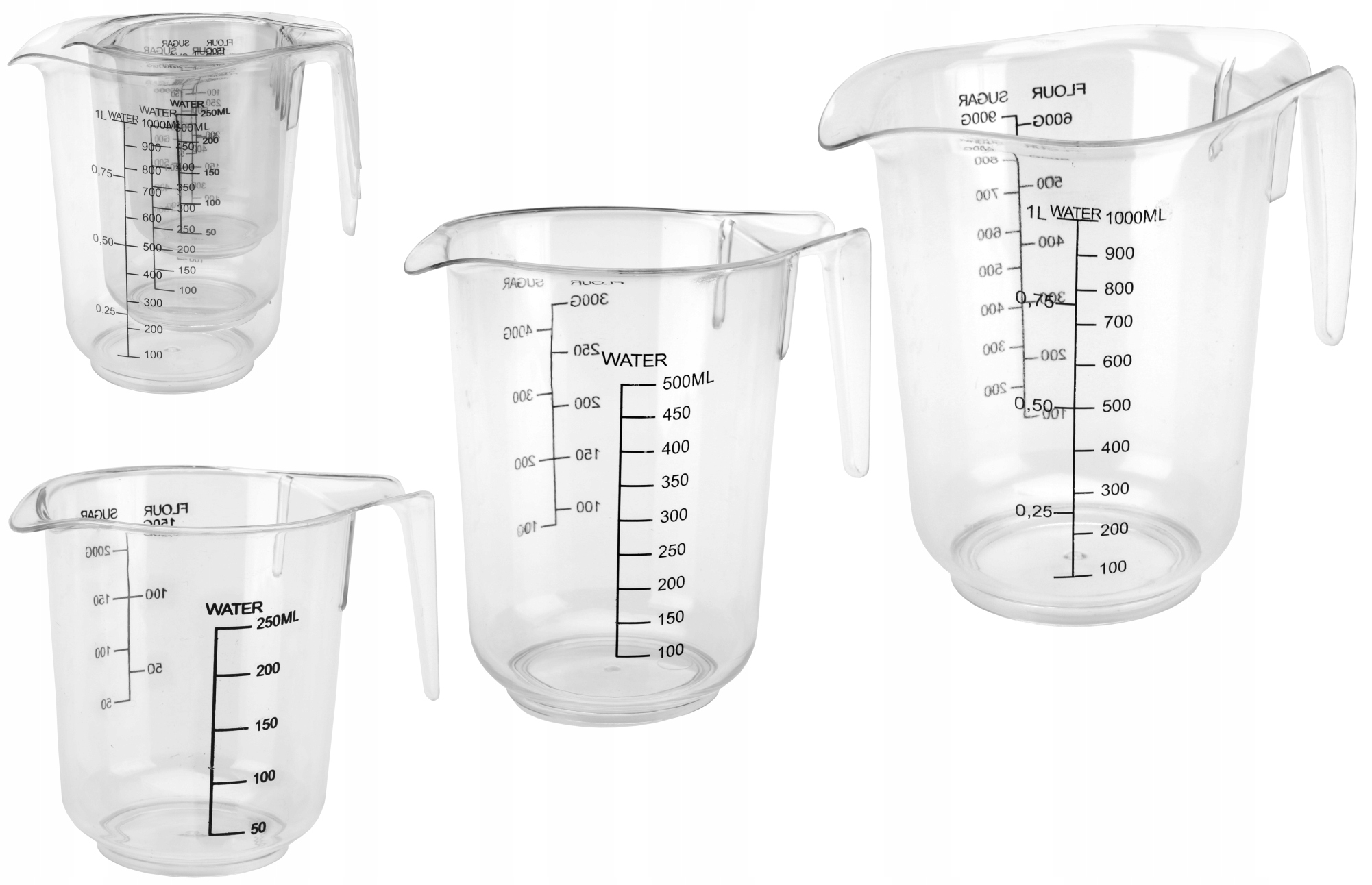 DZBANEK Z MIARKĄ MIARKA DOZOWNIK MĄKI CUKRU 3SZT.