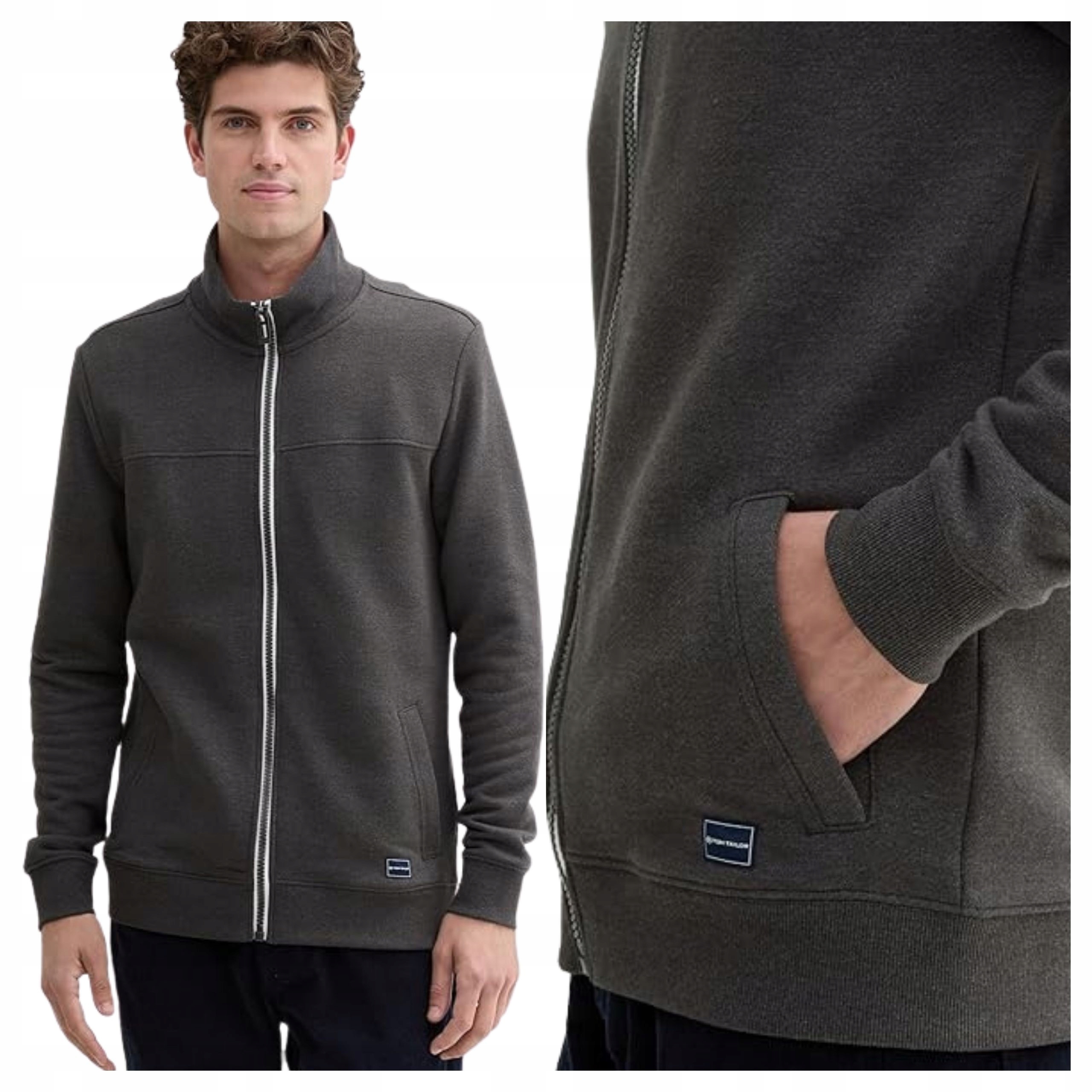 Pánská mikina Tom Tailor Sweat Jacket šedá bavlněná velikost L