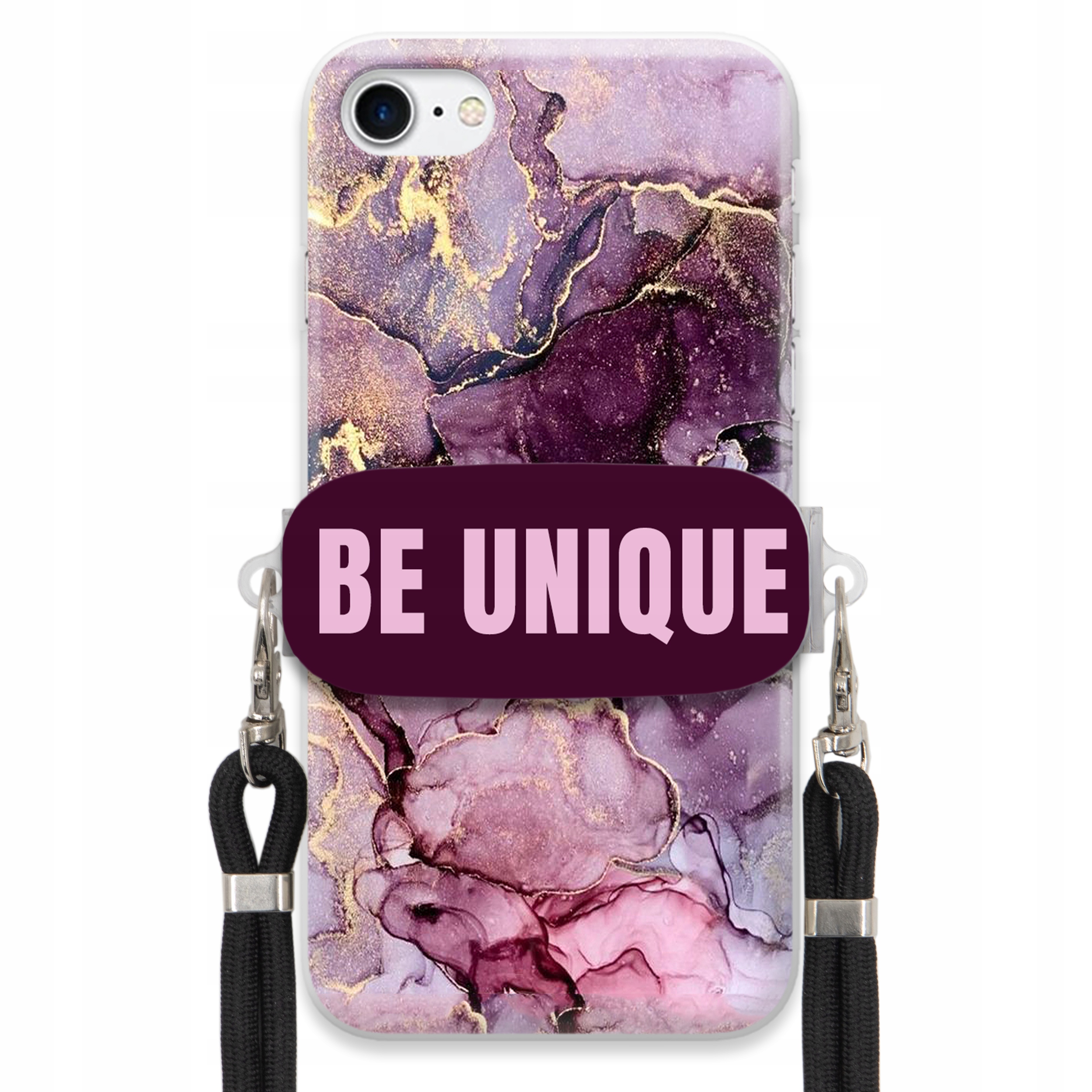 Puzdro pre iPHONE 7 Case držiak na šnúrku čierny Be Unique Fialový mramor