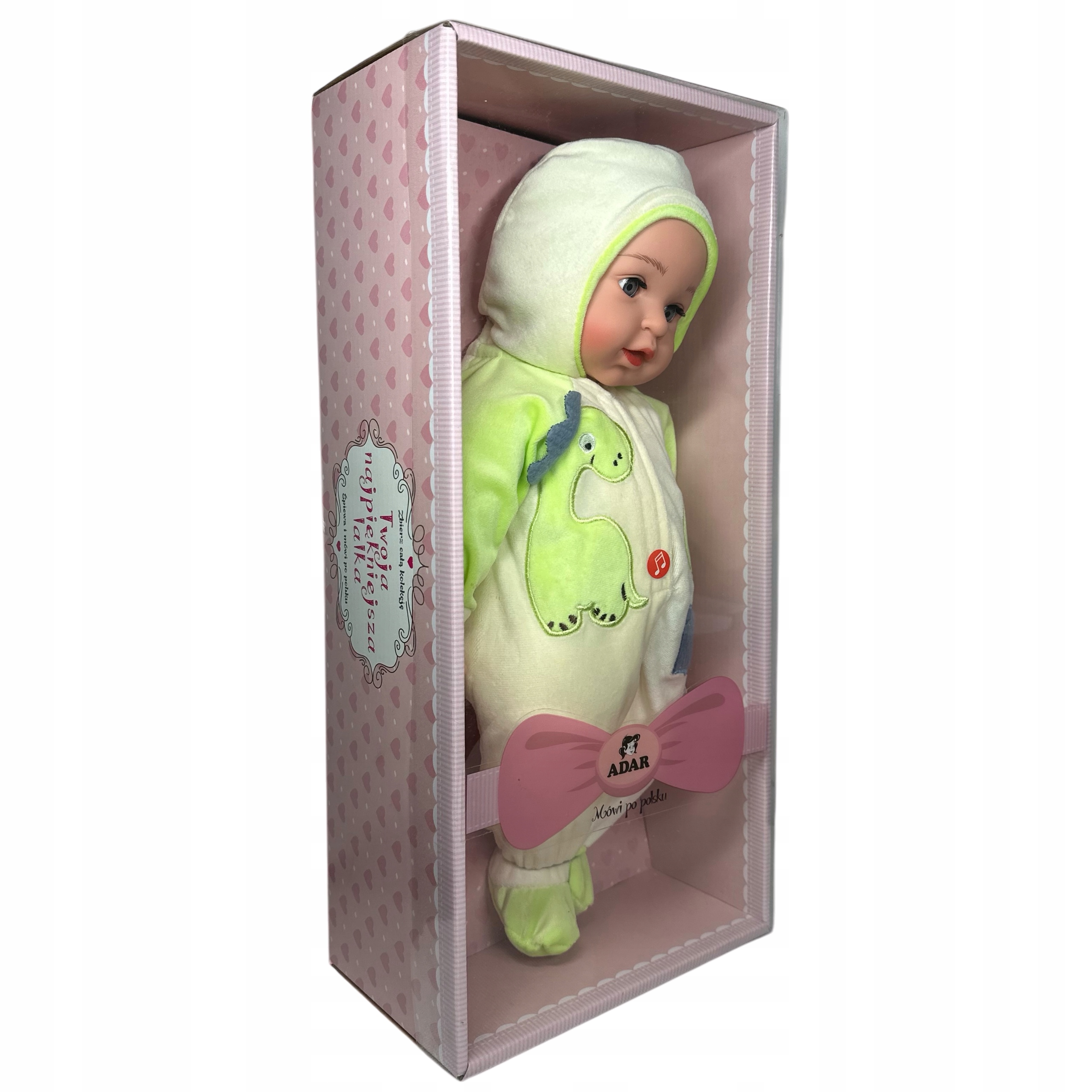 DUŻA LALKA INTERAKTYWNA ZAMYKA OCZY BOBAS CHŁOPIEC 40CM MÓWI ŚPIEWA PUDEŁKO Efekty dźwiękowe
