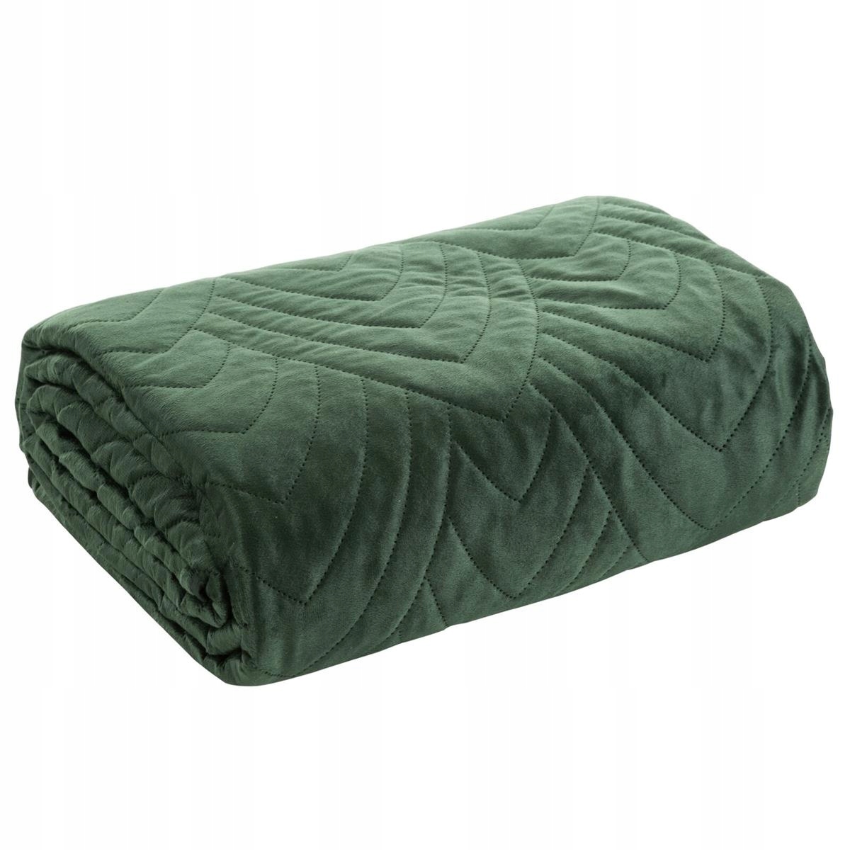 Přehoz 220x240 prošívaný přehoz na postel velvet Luiz6 tmavě zeleň