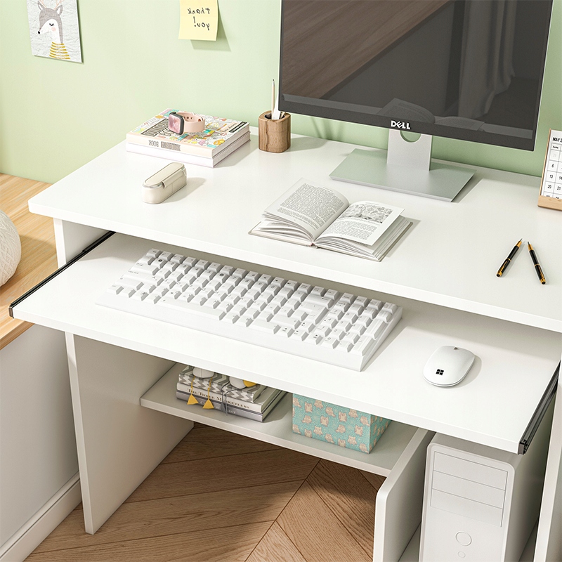 MODERNÝ BIELY POČÍTAČOVÝ STÔL S POLICAMI A ZÁSUVKOU PRE MLÁDEŽ Hĺbka nábytku 40 cm