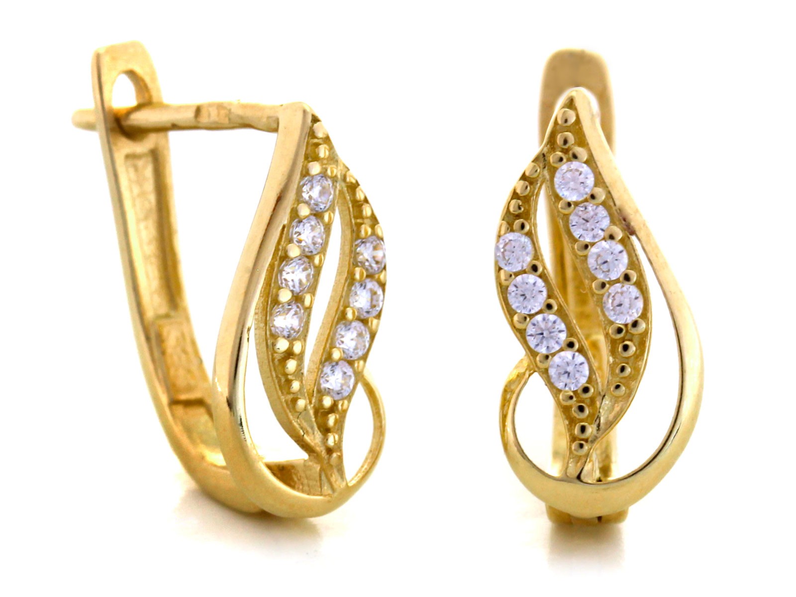 Náušnice zlaté 585 14k se zirkony anglické zapínání 2.03g jemné