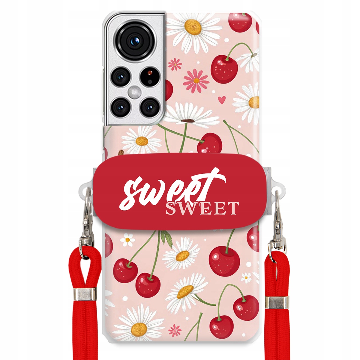 Puzdro pre Samsung S22 Plus Červené vodítko držiak Sweet Sweet Kvet čerešne