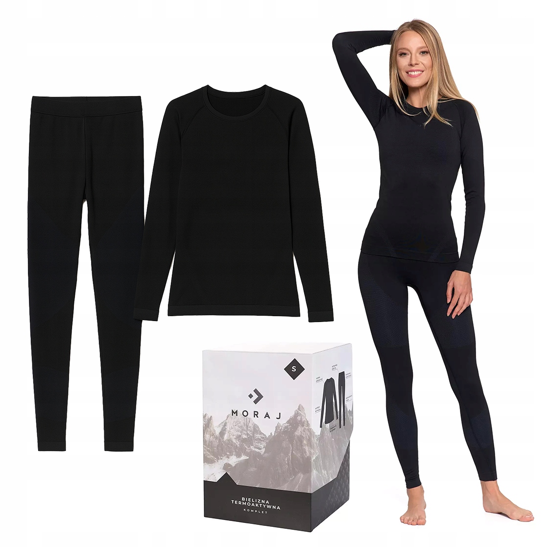 Termoaktivní spodní prádlo komplet dámské Moraj nahoře a dole na lyžích XL