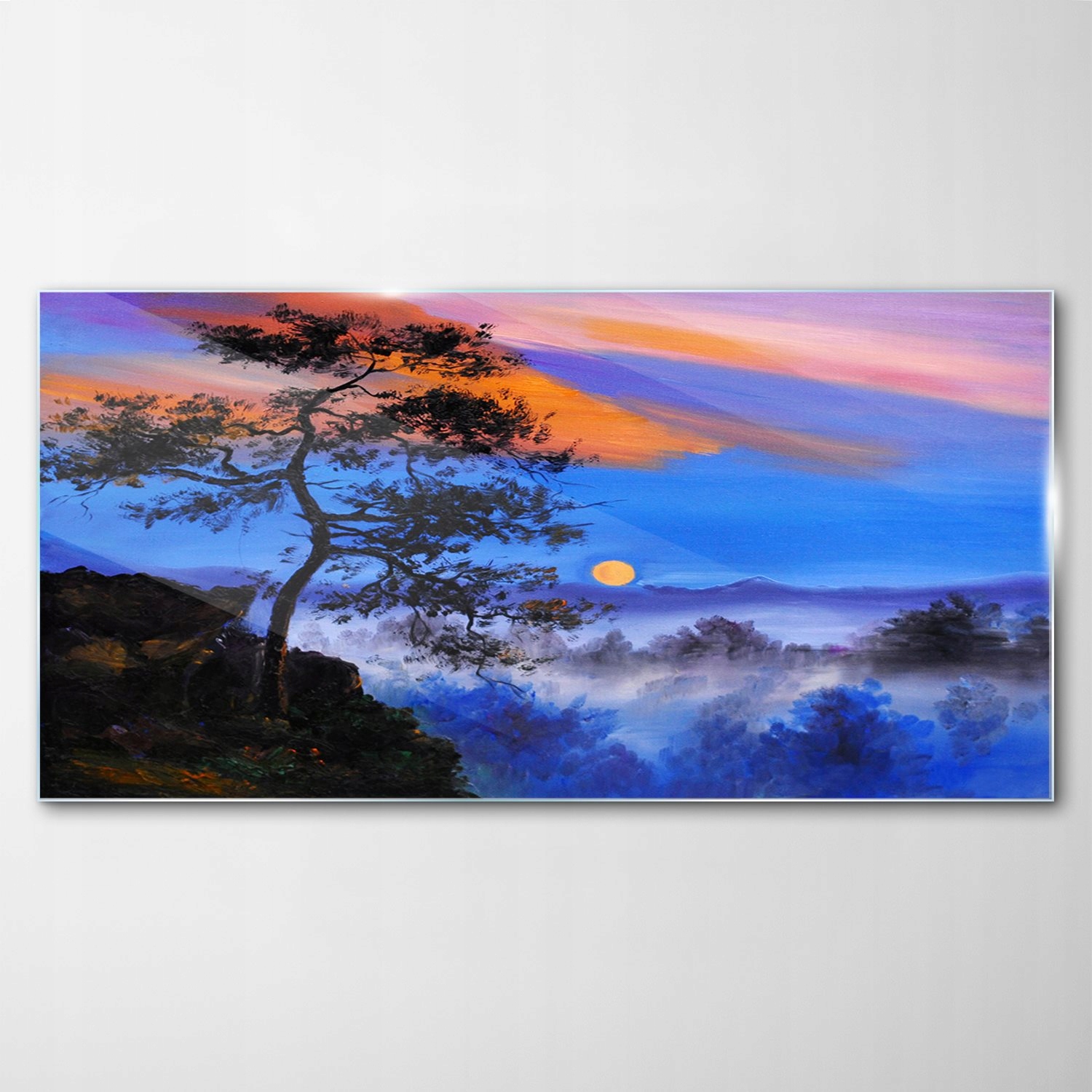 Obraz na skle Dekor Abstrakcia Hory Stromy 120x60