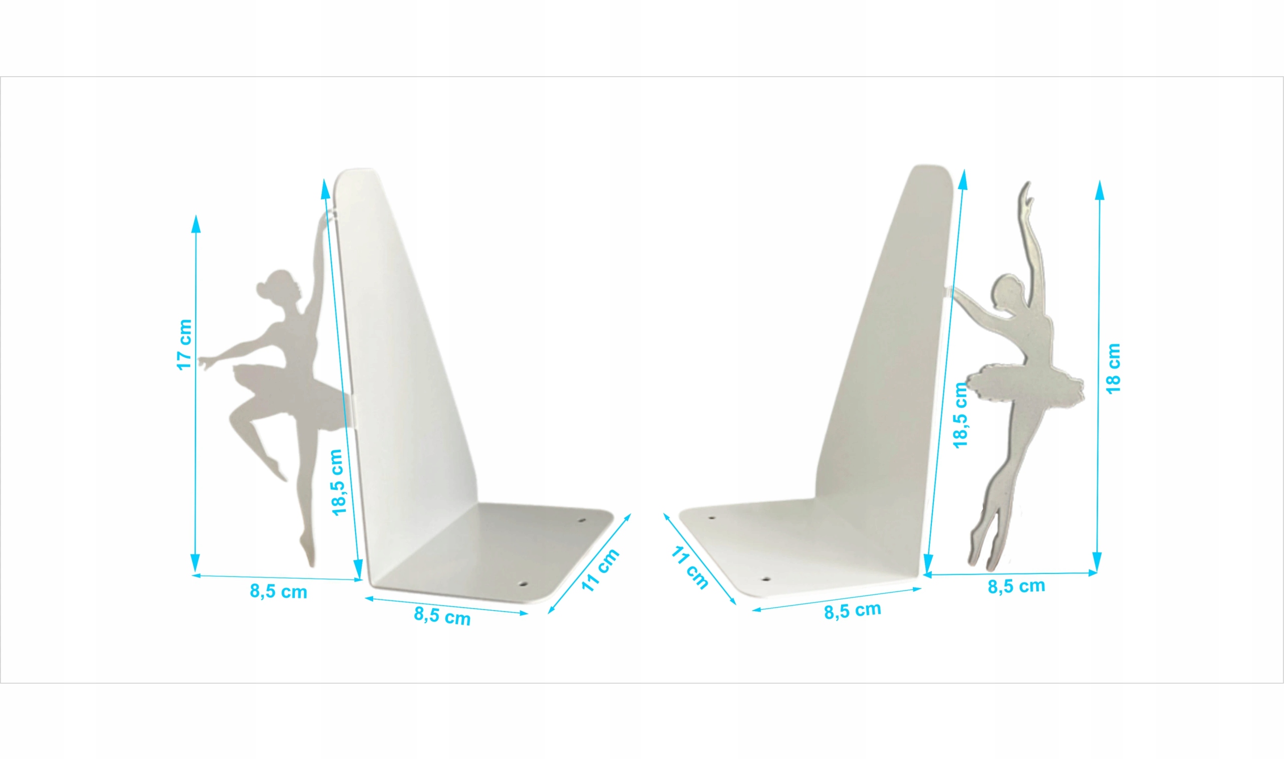 Podpórka do książek 2 części TANCERKI biały + GRATIS